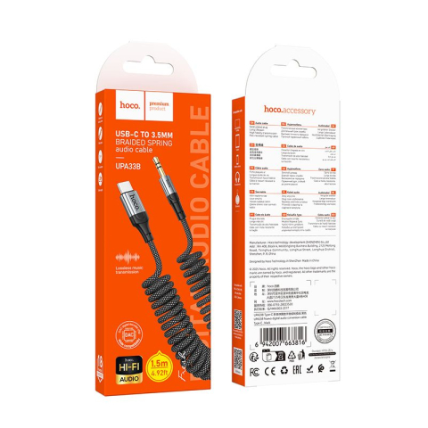 Hoco UPA33B – Cablu audio AUX Jack 3.5 mm la USB-C, 1.5 m, negru [2]