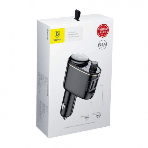 Încărcător Auto Baseus cu 2 x USB-A și Transmițător FM + BT, 3.4A, S-06, CCHC000001, Negru [5]