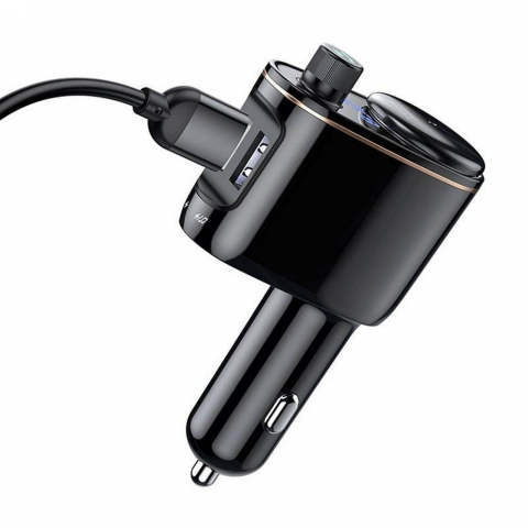 Transmitatoare audio FM - Încărcător Auto Baseus cu 2 x USB-A și Transmițător FM + BT, 3.4A, S-06, CCHC000001, Negru