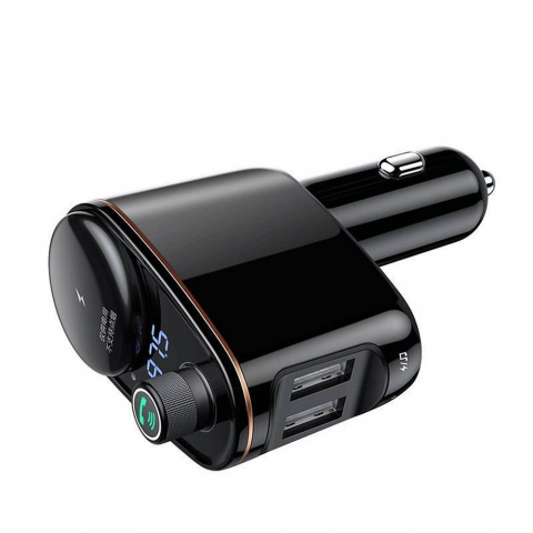 Încărcător Auto Baseus cu 2 x USB-A și Transmițător FM + BT, 3.4A, S-06, CCHC000001, Negru [1]