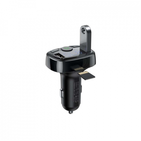 Încărcător Auto Baseus cu 2 x USB-A și Transmițător FM + BT, 3.4A, S-09A, CCMT000001, Negru [1]