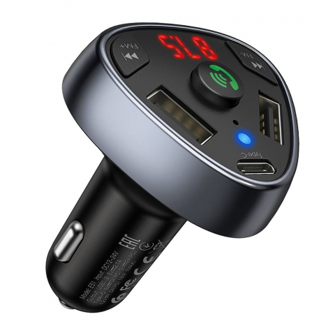 Diverse - Incarcator auto HOCO 2 x USB A + Tip C + transmitator FM BT + card TF 3,1A 18W E51 negru