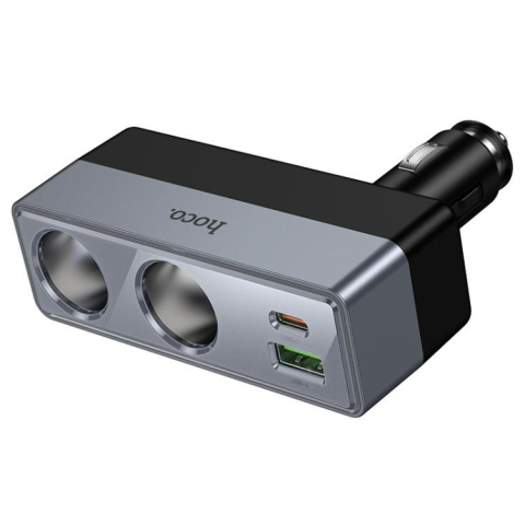 Incarcator Auto HOCO Z65B 240W cu 2 Prize Bricheta, USB-C PD 30W si USB-A QC 18W, Negru [1]