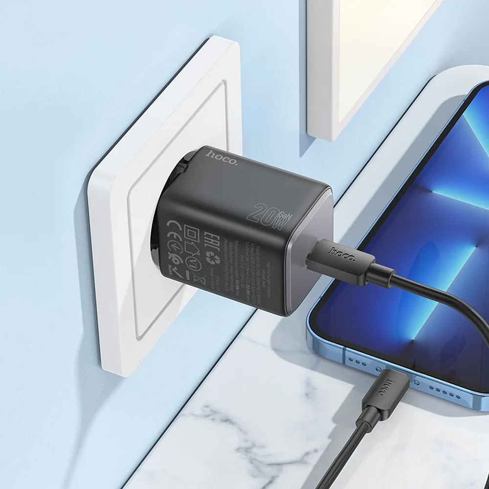 Încărcător de rețea HOCO N40 (USB-C, QC / PD 20 W, negru) [1]