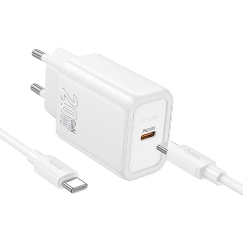 Accesorii GSM & IT - Încărcător HOCO N60, USB-C QC/PD 20W + Cablu USB-C to Lightning, White