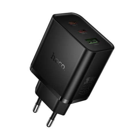 Incarcatoare - Incarcator HOCO N75 65W GaN PD QC3.0 3 Porturi USB-C si USB-A Negru