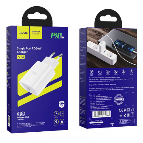 Încărcător HOCO Tip C PD 20W N14 alb [7]