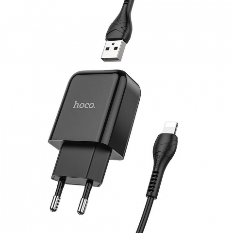 Incarcator Hoco N2 10W USB-A 2A + Cablu Lightning Negru – Rapid si Fiabil [3]
