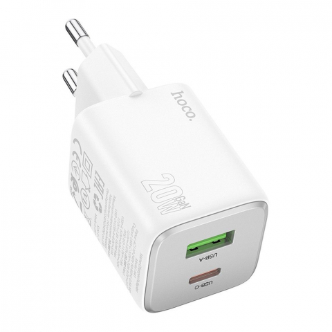 Incarcatoare - Incarcator HOCO USB A + Tip C PD QC 3A 20W N41 alb