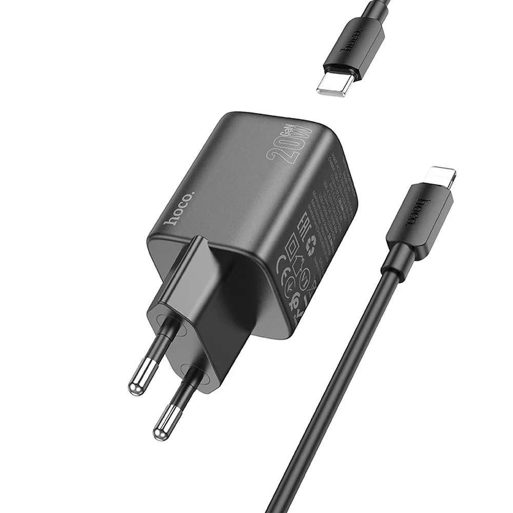 Încărcător rețea HOCO N41 (USB-A + USB-C, PD / QC, 20 W) cu cablu USB-C → Lightning [1]