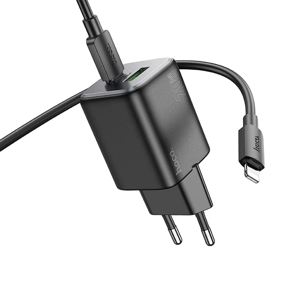 Încărcător rețea HOCO N41 (USB-A + USB-C, PD / QC, 20 W) cu cablu USB-C → Lightning [2]