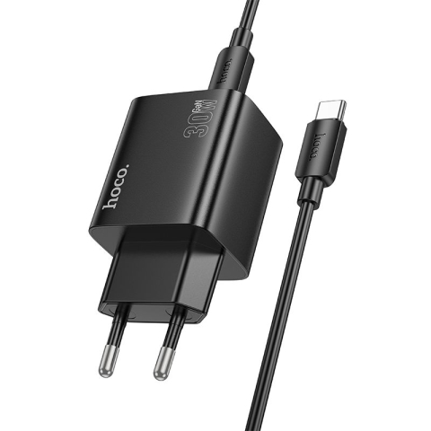 Incarcator Retea HOCO N56 30W 2x USB-C + 2x USB-A cu Cablu USB-C Black [1]