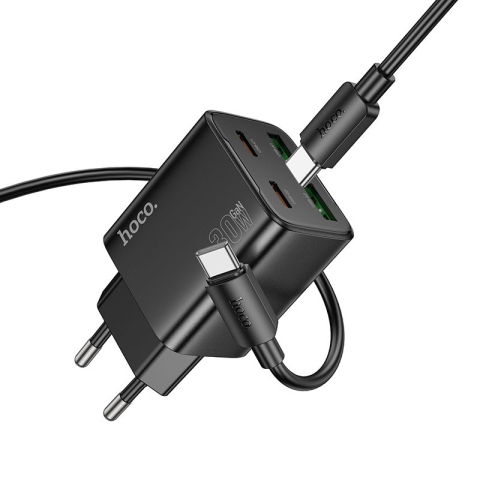 Incarcator Retea HOCO N56 30W 2x USB-C + 2x USB-A cu Cablu USB-C Black [3]