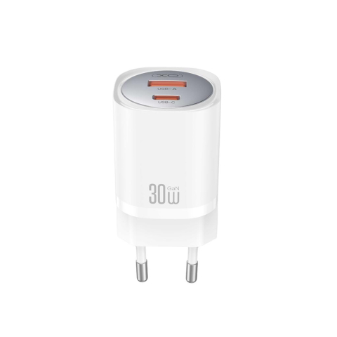 Incarcator Retea XO CE21 30W GaN cu USB-A, USB-C si Cablu USB-C la Lightning, Alb [1]