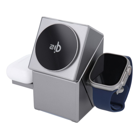 Incarcator Wireless Forcell F-Energy Rotation Cube F-06 3 in 1 Qi2 Compatibil MagSafe, 20.5W, Argintiu [4]