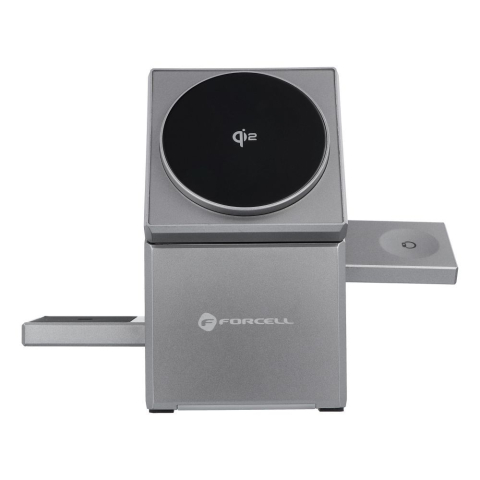 Incarcator Wireless Forcell F-Energy Rotation Cube F-06 3 in 1 Qi2 Compatibil MagSafe, 20.5W, Argintiu [3]