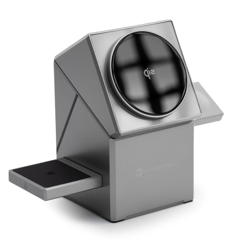 Incarcatoare - Incarcator Wireless Forcell F-Energy Rotation Cube F-06 3 in 1 Qi2 Compatibil MagSafe, 20.5W, Argintiu