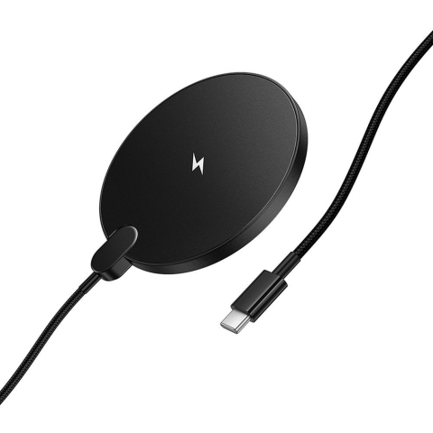 Incarcator Wireless HOCO CW62 Peak 15W cu Afisaj LED si Cablu USB-C, Negru [1]