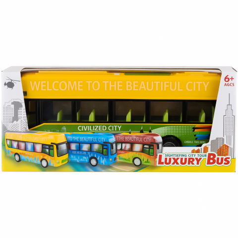 Set / masini - Jucărie autobuz turistic Luxury Bus – City Tour colorat pentru copii 6+