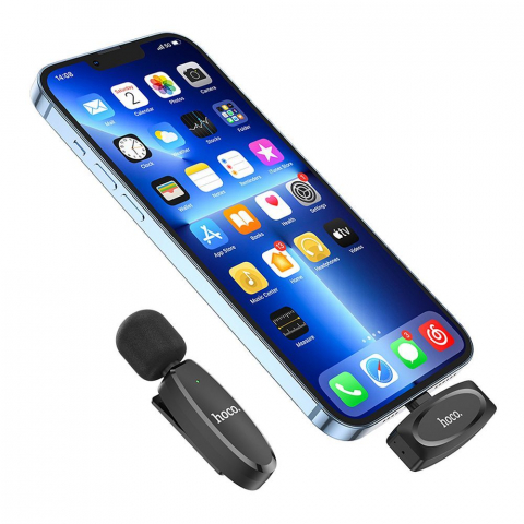 Diverse - Microfon Lavalier Wireless Hoco cu Conector Lightning, L15, Negru