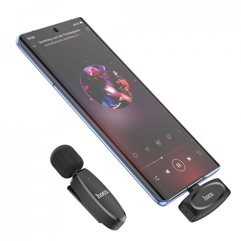 Microfon Lavalier Wireless Hoco Type-C L15, Negru [5]