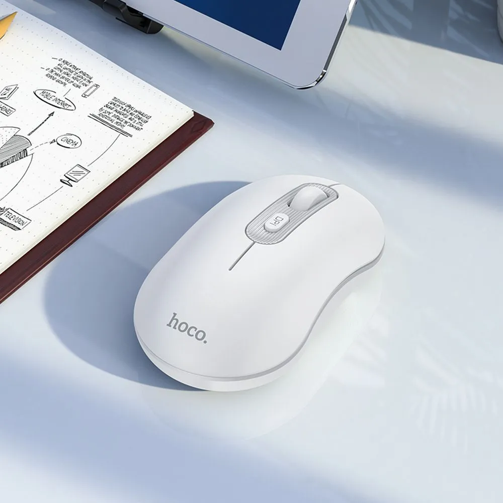 Mouse de computer wireless HOCO 2,4G 1600 dpi GM21 alb [2]