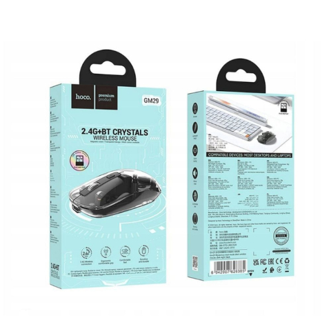 Mouse Wireless GM29 Dual Mode Bluetooth 2.4G 1600 DPI Dark Night Black [3]