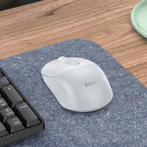 Mouse Wireless Hoco GM28, 2.4G, Alb/Gri [1]