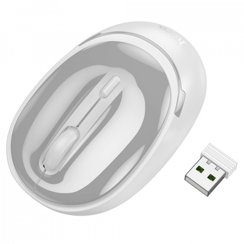 Tastaturi &Mouse-uri - Mouse Wireless Hoco GM34, 2.4G, 1600 DPI, Gri-Alb