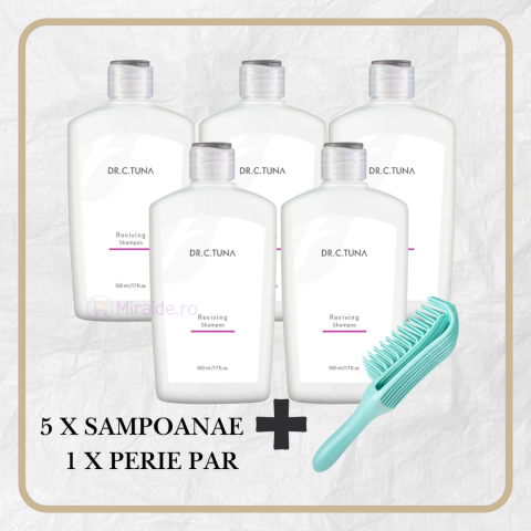 Pachet 5 x Șampon Revitalizant cu Extract de Usturoi Dr. C. Tuna Farmasi,+ Perie de Păr pentru Descurcare [0]