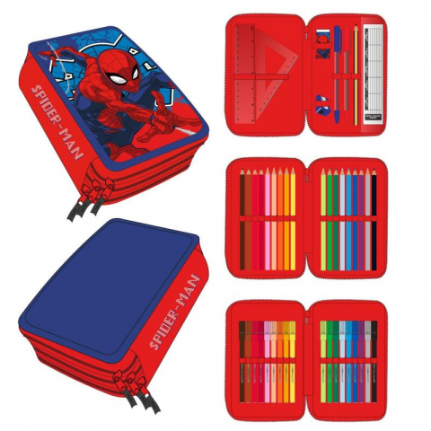 Penare - Penar Triplu Marvel Spiderman – 3 Compartimente pentru Super-Eroi în Formare