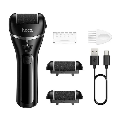 Pila Electrica pentru Calcaie HOCO HP90, 3 Capete Abrazive, Afisaj LED, USB-C, Negru [2]