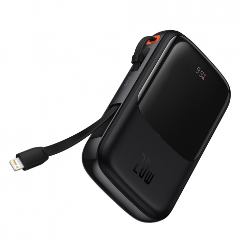 Powerbank Baseus 10,000 mAh cu Cablu Integrat Lightning + Cablu USB-A la Type-C, PD QC3.0, 3A, 20W, PPQD020001, Negru [4]