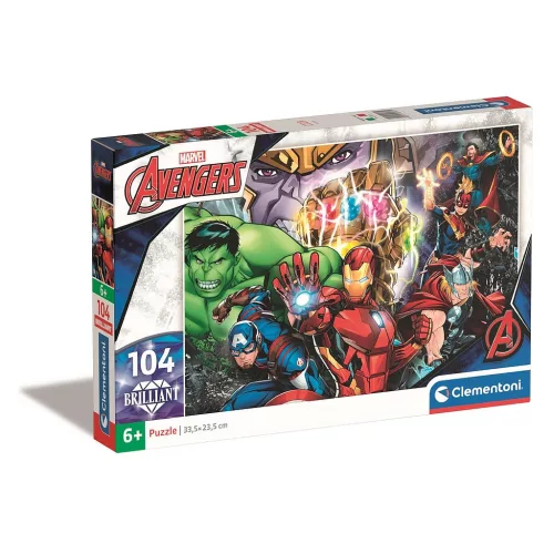 Jucarii Diverse - Puzzle Avengers, cu sclipici, Clementoni - 104 piese, varsta 6+