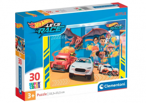 Puzzle copii - Puzzle Clementoni SuperColor Hot Wheels, 30 Piese, 33,5 x 23,5 cm