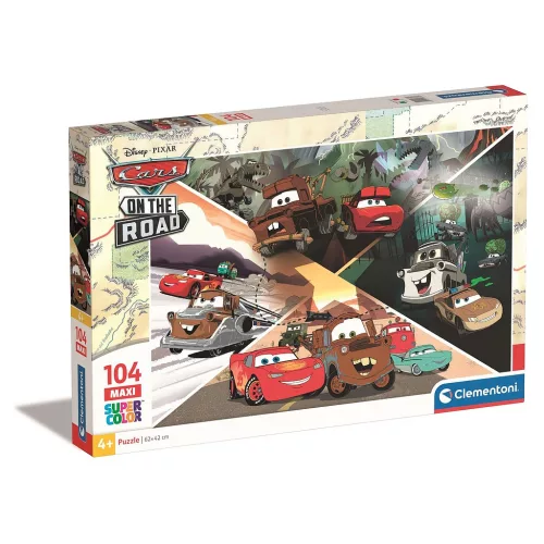 Puzzle copii - Puzzle Disney Cars 104 Piese , Maxi, Clementoni, 62x42 cm