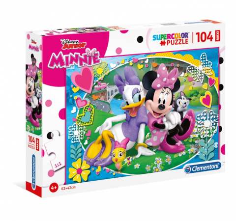 Puzzle copii - Puzzle Maxi Clementoni 104 Piese - Disney Minnie SuperColor, Dimensiune 62x42 cm