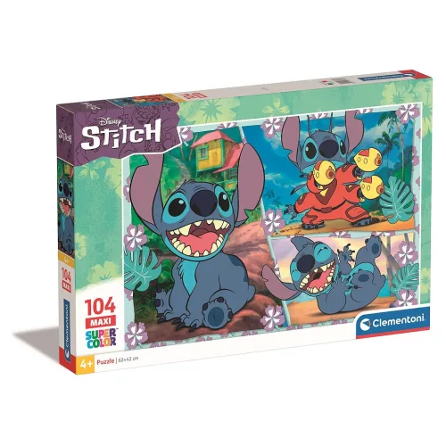 Puzzle copii - Puzzle Maxi Disney Lilo și Stitch, 104 Piese Clementoni