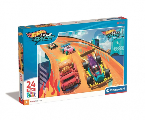 Jucarii si Gadget-uri copii - Puzzle Maxi Hot Wheels Fire Track - 24 Piese Clementoni