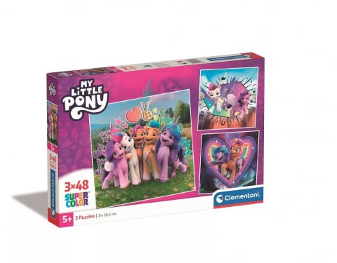 Puzzle copii - Puzzle My Little Pony Doodles,Micul meu Ponei - Set 3x48 Piese Clementoni