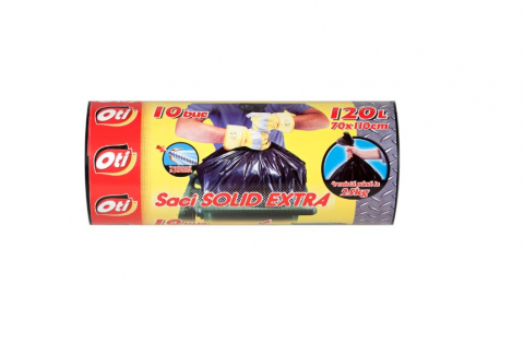 Saci Menajeri Oti Solid Extra, 120 Litri, 70 x 122 cm, 10 buc, Negru [1]