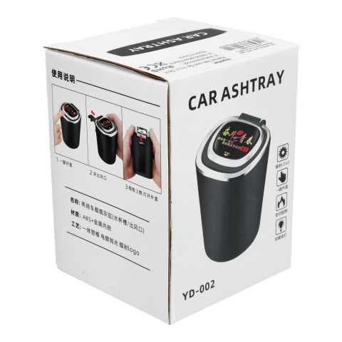 Scrumieră auto cu lumină LED, neagră [3]