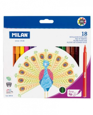 Instrumente scris - Set Carioci cu Vârf Subțire Milan – 18 Culori