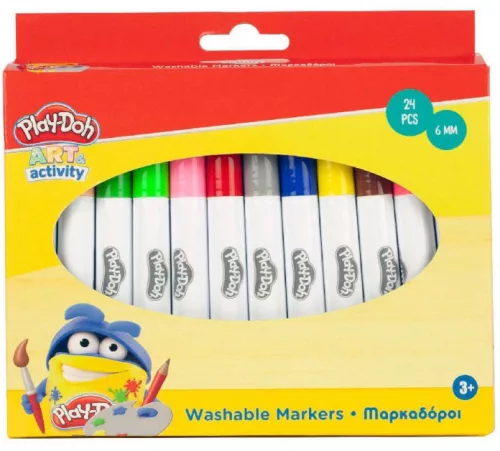 Instrumente scris - Set Carioci Lavabile Play-Doh – 24 Culori pentru Desene Fără Griji