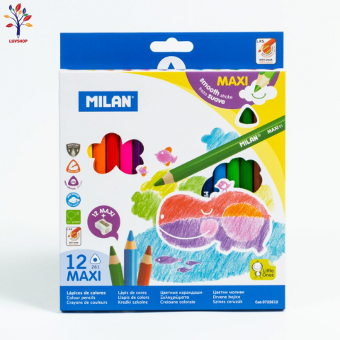 Instrumente scris - Set Creioane Colorate Maxi Milan – 12 Culori