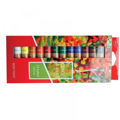Accesorii pentru pictura - Set Culori Acrilice Daco – 12 Culori x 12 ml