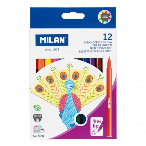 Instrumente scris - Set de Carioci cu Vârf Fin Milan – 12 Culori