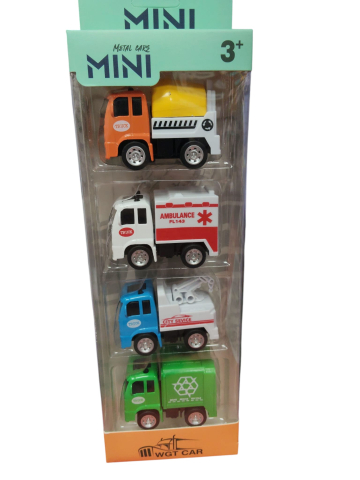 Set / masini - Set mini mașinuțe metalice – 4 vehicule de oraș pentru copii 3+ ani