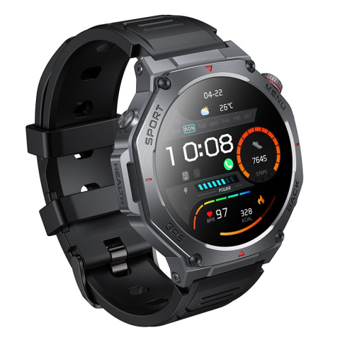 Smartwatch HOCO Y37 AMOLED GPS Apel Bluetooth 7 Zile Autonomie Negru [1]