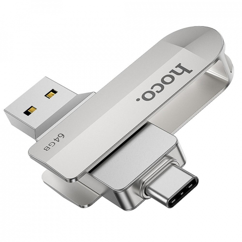 Stick-uri si carduri de memorie - Stick USB Hoco UD10 64GB, Dual USB-A + USB-C, USB 3.0 – Stocare Rapidă și Versatilă